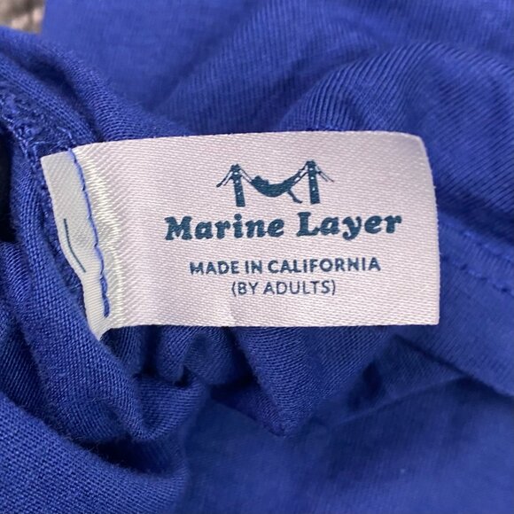 Marine Layer Signature Crew Tee T Shirt Men's XL Blue Supima Cotton Short Sleeve - Picture 5 of 9